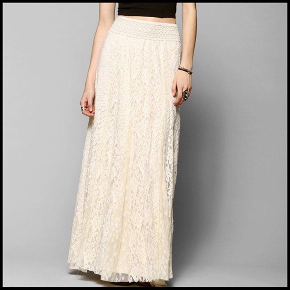 Beige Lace Maxi Skirt - Picture 3 of 5